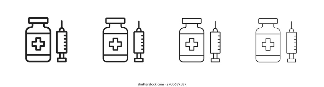 Diseño de línea de icono de vacunación. conjunto de iconos de Vector de línea delgada.