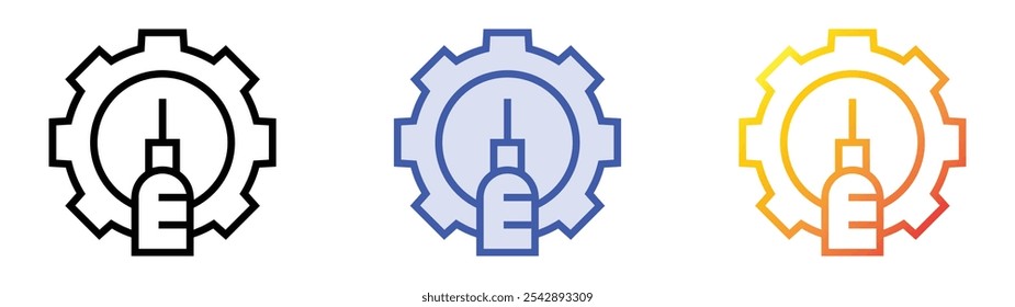 icono de vacunación. Lineal, relleno azul y diseño de estilo degradado aislado sobre fondo blanco