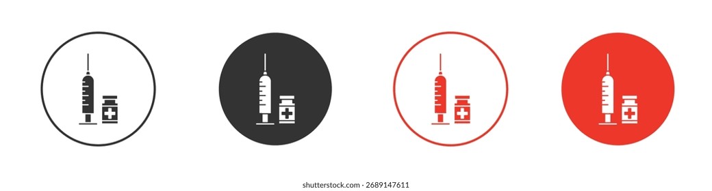 Icono de vacunación Logos. Plantilla de diseño de icono de Vector plano