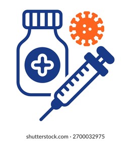 Vaccination Icon Mixed Color Vector Illustration