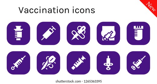  vaccination icon set. 10 filled vaccination icons. Simple modern icons about  - Syringe, Needle, Injection, Vial, Vaccine