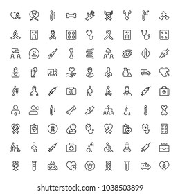 Vaccination icon set. Collection of vector symbols on white background for web design. Black outline sings for mobile application. 