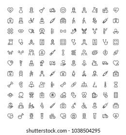 Vaccination icon set. Collection of vector symbols on white background for web design. Black outline sings for mobile application. 