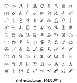 Vaccination icon set. Collection of vector symbols on white background for web design. Black outline sings for mobile application. 