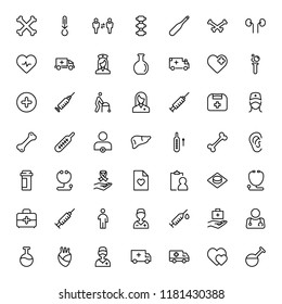 Vaccination icon set. Collection of vector symbols on white background for web design. Black outline sings for mobile application. 