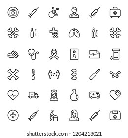Vaccination icon set. Collection of vector symbols on white background for web design. Black outline sings for mobile application. 
