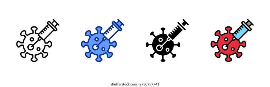 Vaccination icon set multiple style collection
