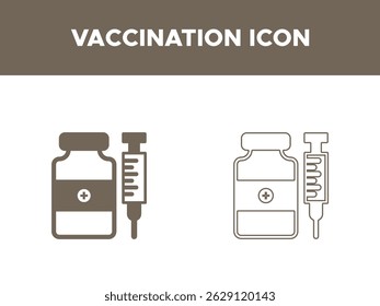Vaccination Icon Set, Vaccination Solid and line icon.