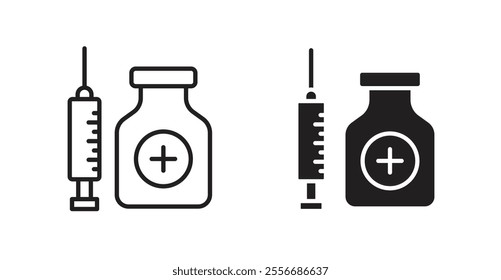Vaccination icon set in Thin line black color.