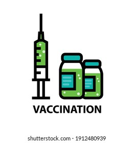 Vaccination icon - syringe and bottle with vaccine, virus protection, antidote