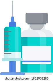 Vaccination icon. Syringe and dose of vaccine. Protect people from the coronavirus pandemic. Global immunization.