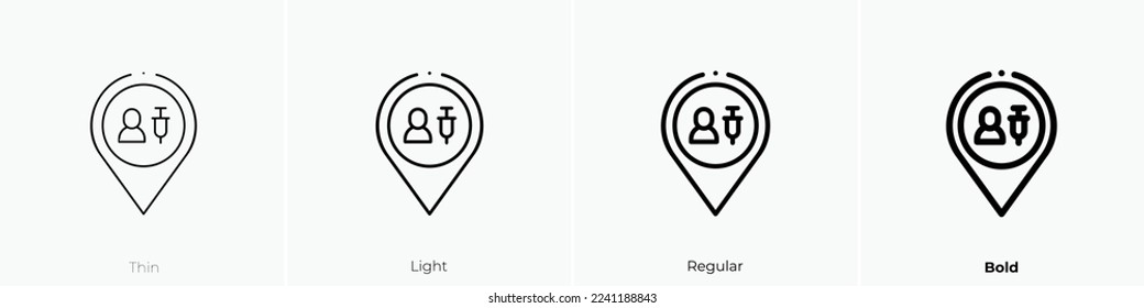 icono de vacunación. Diseño delgado, ligero y audaz aislado en un fondo blanco
