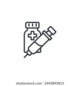 icono de vacunación. vector.Trazo editable.signo de estilo lineal para el uso de diseño web,logo.Ilustración de símbolo.