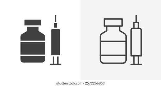 Vaccination icons. flat and line style set