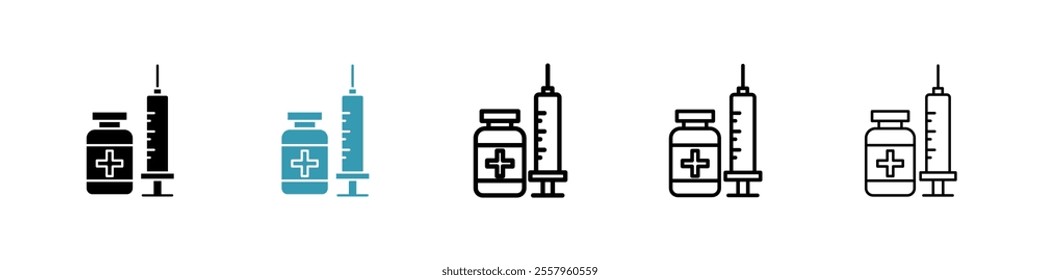 Vaccination icons pack in black and blue.
