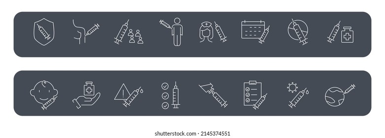 Vaccination icons set . Vaccination pack symbol vector elements for infographic web