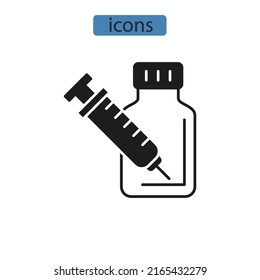 símbolo de iconos de vacunación elementos vectores para web infográfica