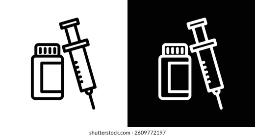 Vaccination icons vector set in stroke line style