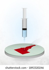 Vaccination of Idaho, injection of a syringe into a map of Idaho. Vector illustration of a syringe with vaccine and map.