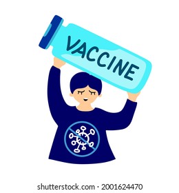 Vaccination illustration on the topic of the pandemic and prevention of coronavirus infection. Injection of the vaccine and serum. Medicine during an epidemic.