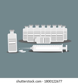 The vaccination illustration, vaccine and syringe illustration.