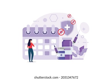 Vaccination for immunity health design concept. Time to vaccinate vector illustration