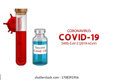 Vacunación Inmunización para el Coronavirus. Antidoto para Covid-19, 2019-ncov, Vacuna en Vial