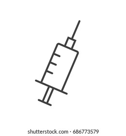 Vaccination, injection. Medical needle line icon.