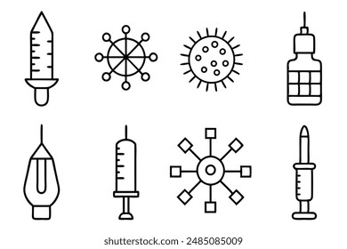 Vaccination Line Art Illustration Modern Vaccine Concept Drawing