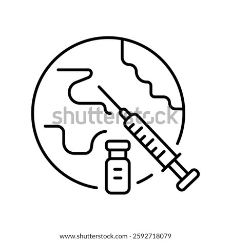 Vaccination line icon. Vector isolated element. Editable stroke.