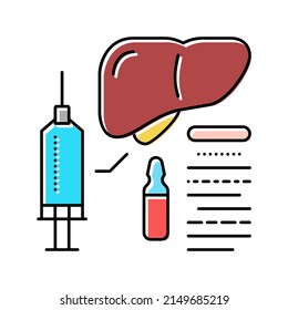 vector del icono del color del hígado de vacunación. signo del hígado de vacunación. ilustración de símbolo aislado