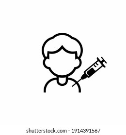 Design des Impflogos Zeit, das Symbol zu impfen. 
Personen mit Spritze, Impfstoff gegen COVID-19, Grippe oder Influenza
