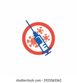 Vaccination logo and icon concept design. Time to vaccinate icon. 
syringe on circle protect from corona virus, 
vaccine for COVID-19, flu or influenza