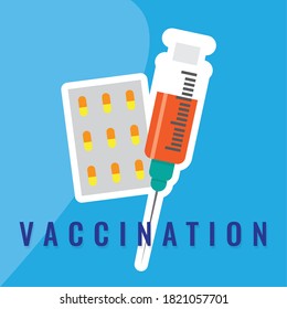 Vaccination medical poster. Immunization injection - Vector illustration