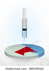 Vaccination of Minnesota, injection of a syringe into a map of Minnesota. Vector illustration of a syringe with vaccine and map.