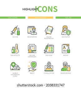 Vaccination - modern line design style icons set