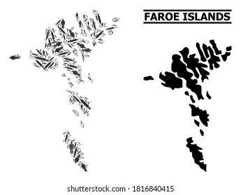 Vaccination mosaic   solid map Faroe Islands  Vector map Faroe Islands is designed injection needles   men figures  Collage is useful for outbreak purposes  Final win over virus outbreak 