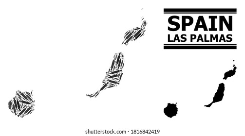 Vaccination mosaic and solid map of Las Palmas Province. Vector map of Las Palmas Province is designed of syringes and human figures. Template is useful for epidemic templates.