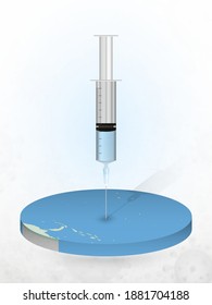Vaccination of Nauru, injection of a syringe into a map of Nauru. Vector illustration of a syringe with vaccine and map.