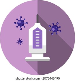vaccination needle icon on purple background. Flat icons. Coronavirus vector. 