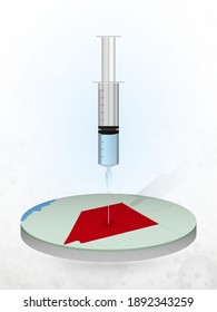 Vaccination of Nevada, injection of a syringe into a map of Nevada. Vector illustration of a syringe with vaccine and map.