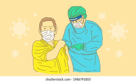 Vaccination of people by doctors To build immunity against the virus covid-19