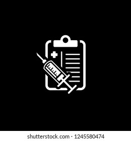 Vaccination Plan Flat Icon Design. Clipboard with Syringe. Medical Services