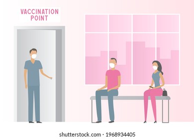 Vaccination point. Cartoon. Vector illustration.