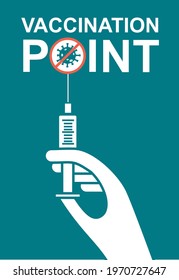 Vaccination point Sign. Vector Logo design template or Covid-19 Vaccine areas Pharmacies and Clinics
