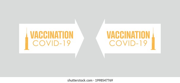 Vaccination pointer. Covid-19 vaccine. Flat vector badge.
