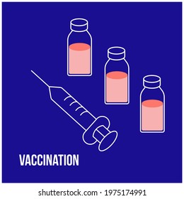 Vaccination of the population. Vaccine vials and syringe.