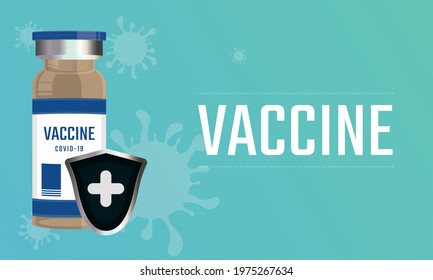 Vaccination poster with a flask and a protective shield