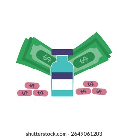 Ilustração do preço de vacinação. Vacinação gratuita dos pobres. Proteger as pessoas da pandemia do coronavírus