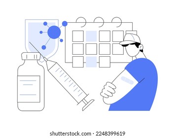 Abstraktes Vaccinationsprogramm Vektorgrafik. Impfinformation, Immunisierungsprogramm, Prävention von Infektionskrankheiten, Impfstoff, Gesundheitsschutz, abstrakte Metapher für das öffentliche Gesundheitswesen.